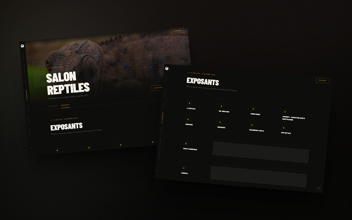 Site internet Terrariophilie Centre — page exposants