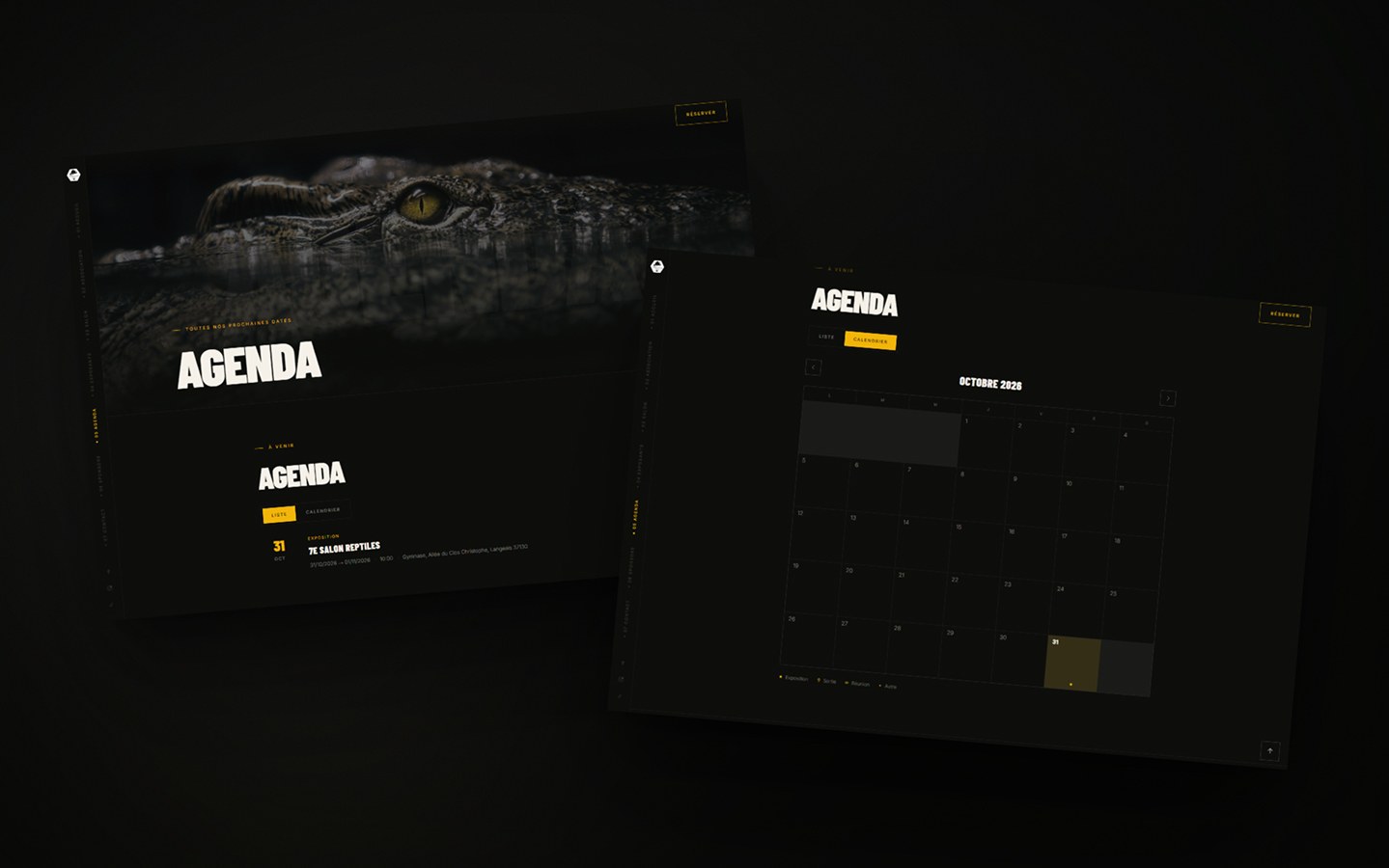 Site internet Terrariophilie Centre — page agenda