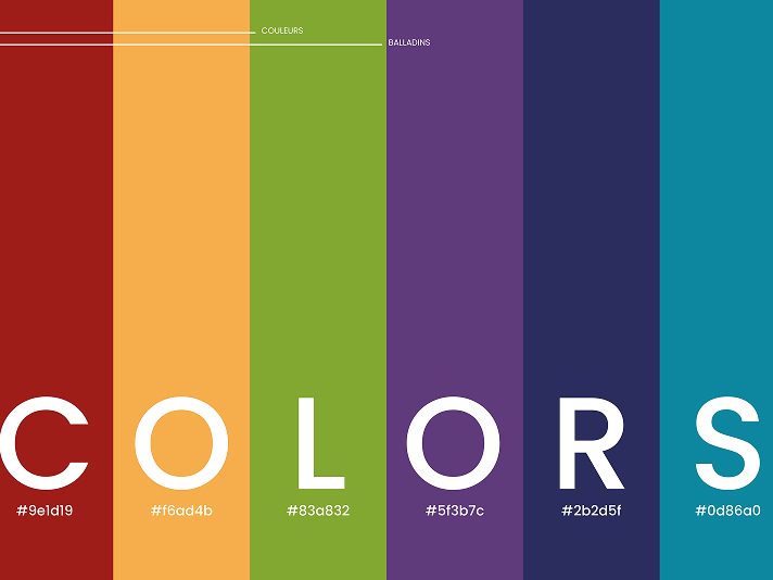 Palette de couleurs de la charte graphique Balladins