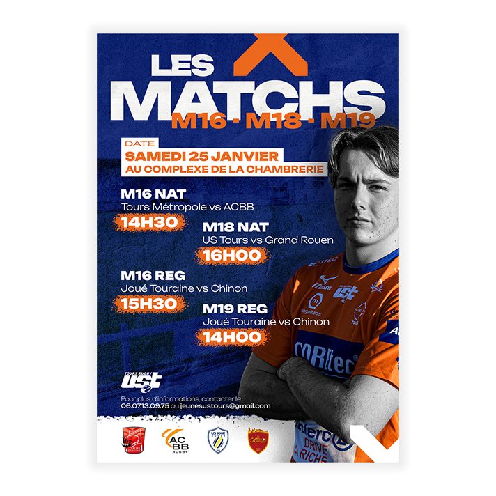 Post Instagram — calendrier des matchs M16, M18, M19